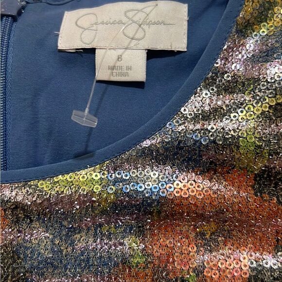 Jessica Simpson dress sequined rainbow floral sleeveless lined 8 NWOT - Picture 2 of 5